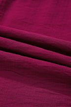 Violet Leopard Trim V Neck Flounced Bracelet Sleeve Blouse