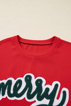 Fiery Red Merry Script Holiday Christmas Graphic Sweatshirt