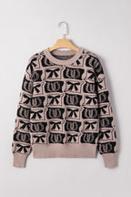 Black Bows & Horseshoes Pattern Western Fashion Print Sweater