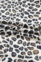 Khaki Plus Size Leopard Loose Pullover Casual Shorts 2pcs Outfit