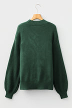 Mist Green Solid Color Front Seam Drop Shoulder Loose Sweater