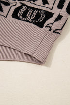 Black Bows & Horseshoes Pattern Western Fashion Print Sweater