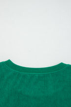 Dark Green merry little thing Corded Letter Graphic Ribbed Loose Sweatshirt