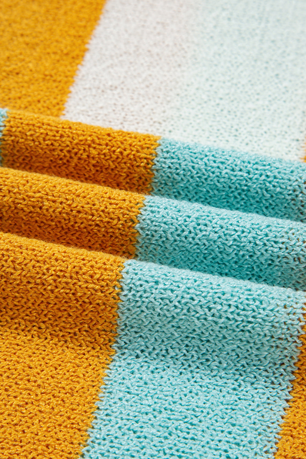 Jurassic Gold Color Block Striped Pullover Sweater