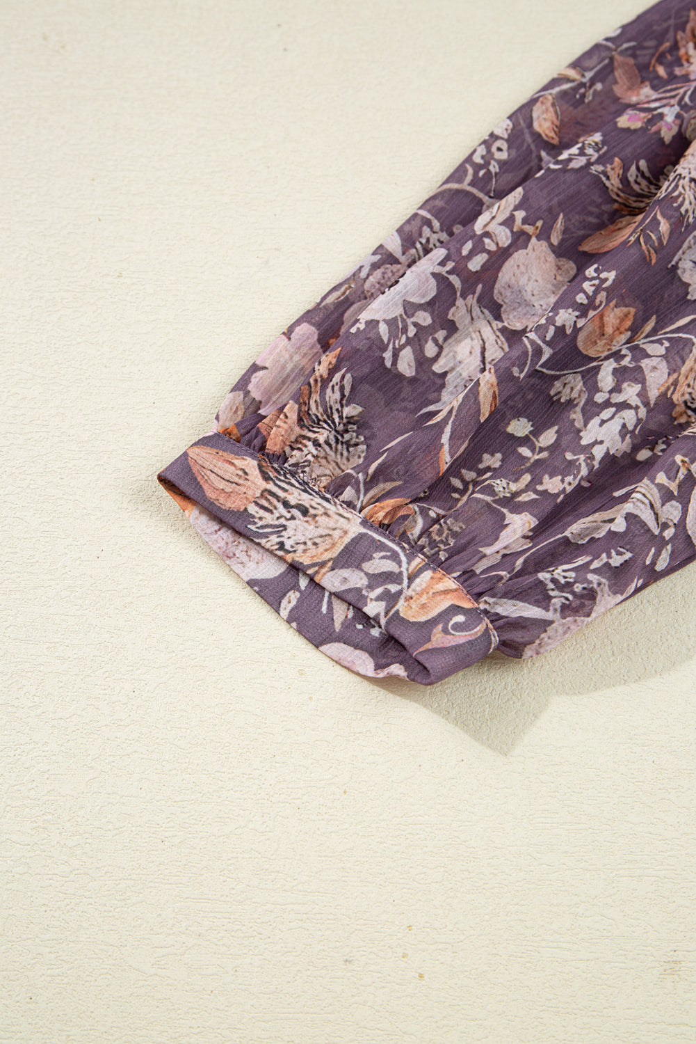 Blue Boho Flower Print 3/4 Sleeve Babydoll Blouse