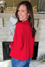 Fiery Red Merry Script Holiday Christmas Graphic Sweatshirt