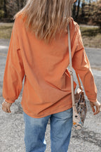 Orange Sequin Pumpkin Patched Twisted Rib Baggy Sweatshirt