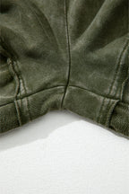 Vineyard Green Mineral Wash Tiered Wide Leg Patchwork Drawstring Pants