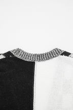 Black Checkered Open Front Drop Shoulder Cardigan