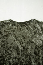 Jungle Green Plus Size Velvet Babydoll Mini Dress with Puff Sleeve