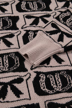 Black Bows & Horseshoes Pattern Western Fashion Print Sweater