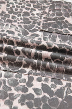 Khaki Plus Size Leopard Print Raw Edge Patch Pocket Drawstring Loose Pants