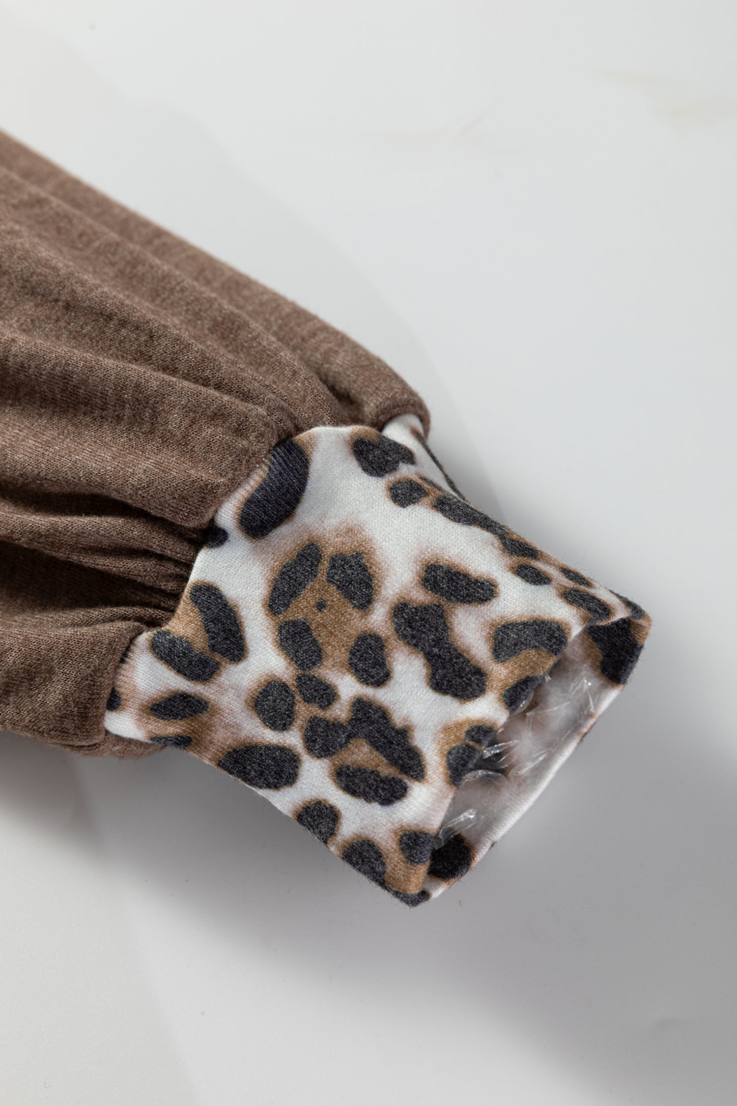 Gray Color Block Leopard Patchwork Dolman Sleeve High Low Baggy Sweatshirt