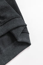 Black Halloween Ghost Corded Crew Neck Loose Sweatshirt