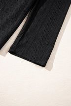 Black Floral Lace Splicing Eyelet Long Sleeve Top