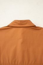 Khaki Plaid Color Block Patchwork Ruffle Hem Tunic Shirt Dress