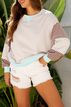 Jet Stream Striped Colorblock Patchwork Drop Shoulder Sweatshirt