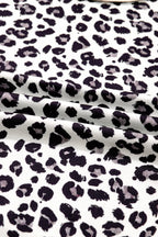 Gray Leopard Color Block Patchwork Reverse Stitch Plus Size Baggy Pullover