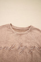 DUNE saved by grace Letter Embroidery Mineral Wash Loose Sweatshirt