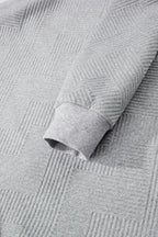Medium Grey Trendy Textured Half Zip Loose Sweatshirt