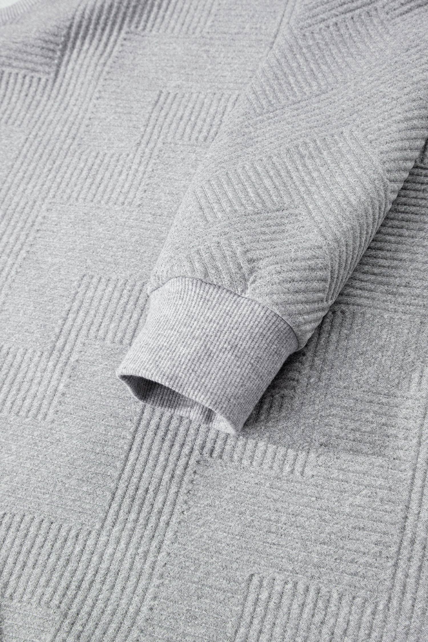 Medium Grey Trendy Textured Half Zip Loose Sweatshirt