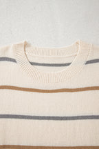 Multicolour Striped Drop Shoulder Plus Sweater