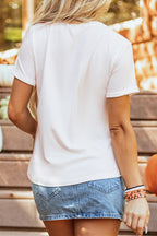 White FALL Boots Cracking Graphic T Shirt