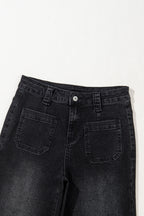 Black Wide Leg Pocketed High Waist Jeans