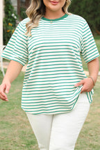 Green Stripe Plus Size St Patricks Day Round Neck T Shirt