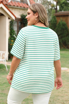 Green Stripe Plus Size St Patricks Day Round Neck T Shirt