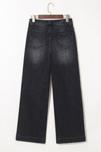 Black Wide Leg Pocketed High Waist Jeans