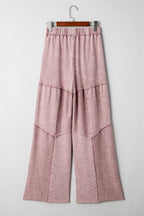 Careys Mineral Wash Tiered Wide Leg Patchwork Drawstring Pants