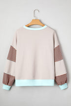 Jet Stream Striped Colorblock Patchwork Drop Shoulder Sweatshirt