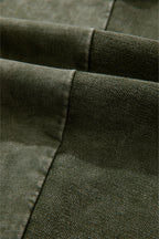 Vineyard Green Mineral Wash Tiered Wide Leg Patchwork Drawstring Pants