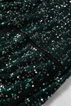 Evergreen Glitter Sequin Open Front Long Sleeve Top