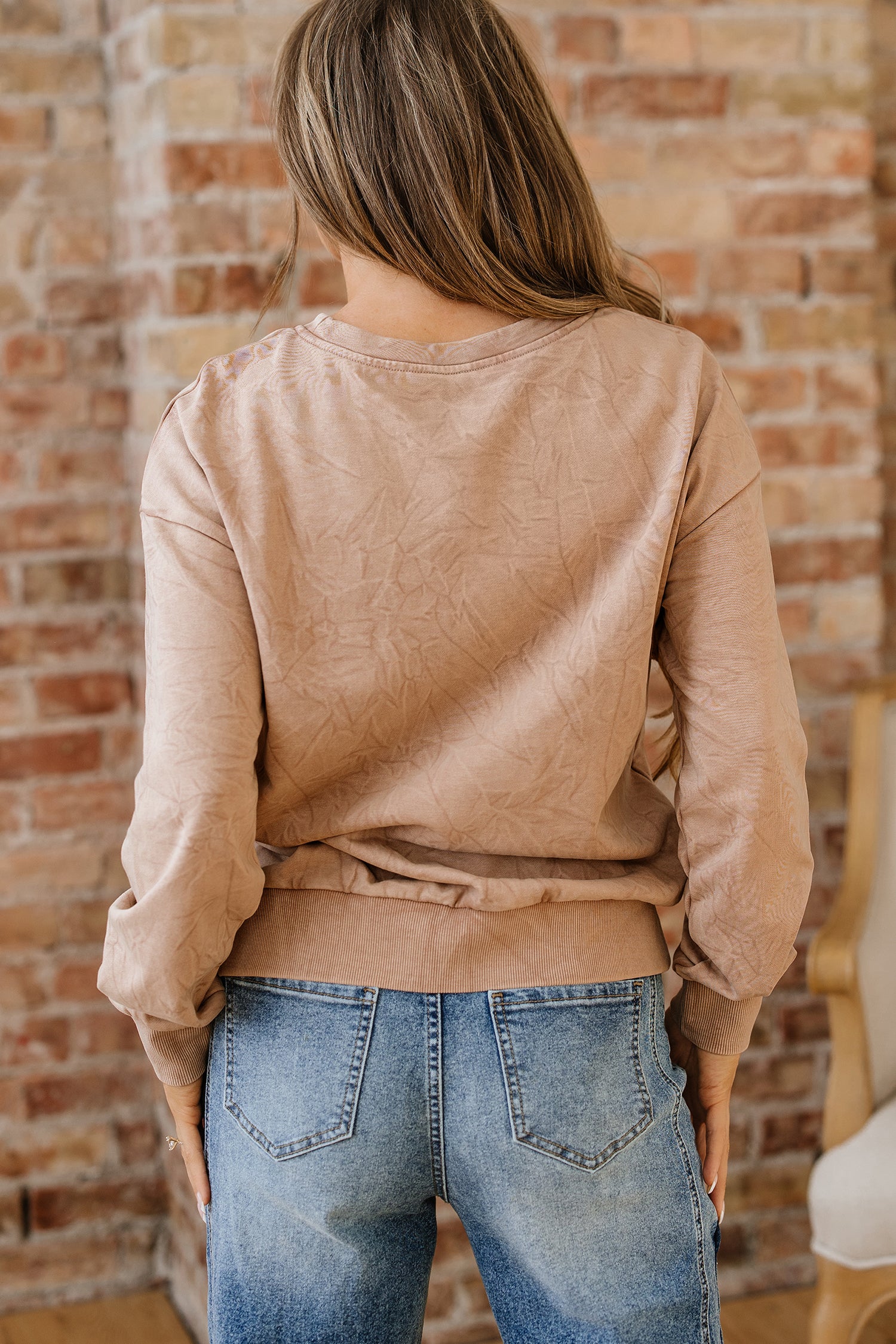 DUNE saved by grace Letter Embroidery Mineral Wash Loose Sweatshirt