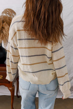 Multicolour Striped Drop Shoulder Plus Sweater