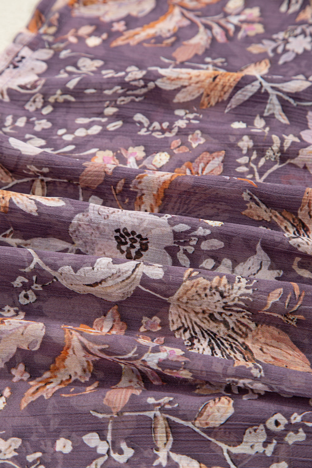 Blue Boho Flower Print 3/4 Sleeve Babydoll Blouse