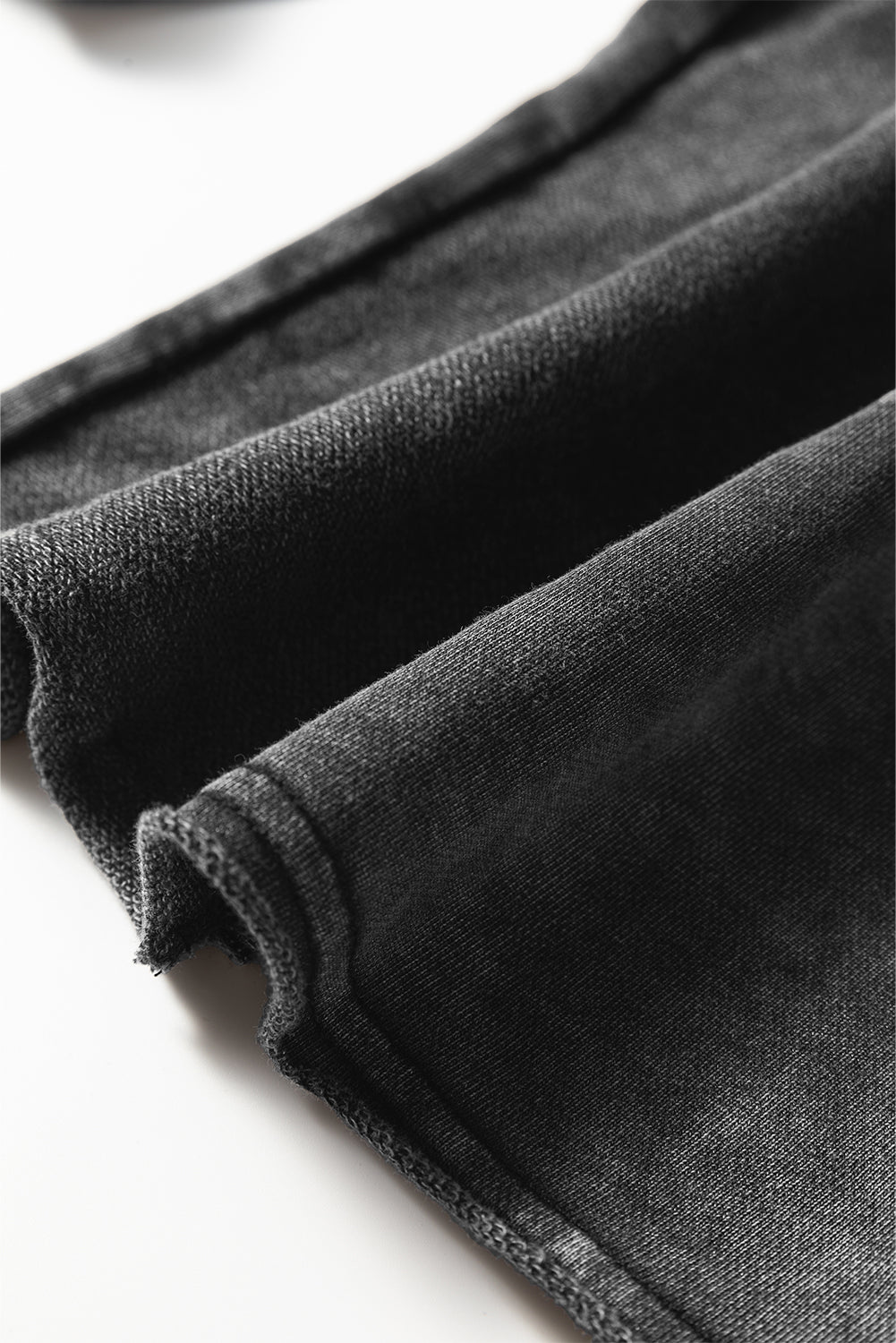 Black Mineral Wash Tiered Wide Leg Patchwork Drawstring Pants