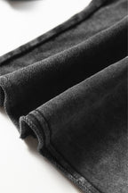 Black Mineral Wash Tiered Wide Leg Patchwork Drawstring Pants