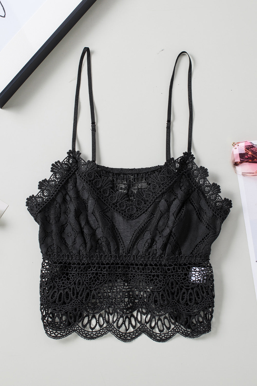 Black Crochet Lace Bralette Crop Top