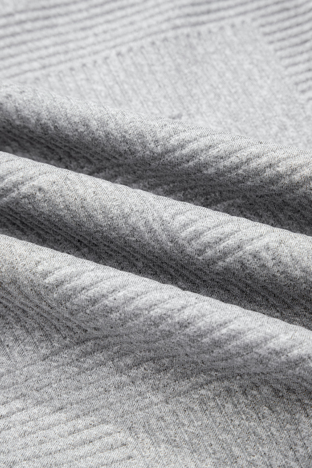 Medium Grey Trendy Textured Half Zip Loose Sweatshirt