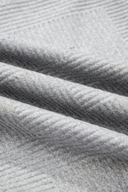 Medium Grey Trendy Textured Half Zip Loose Sweatshirt