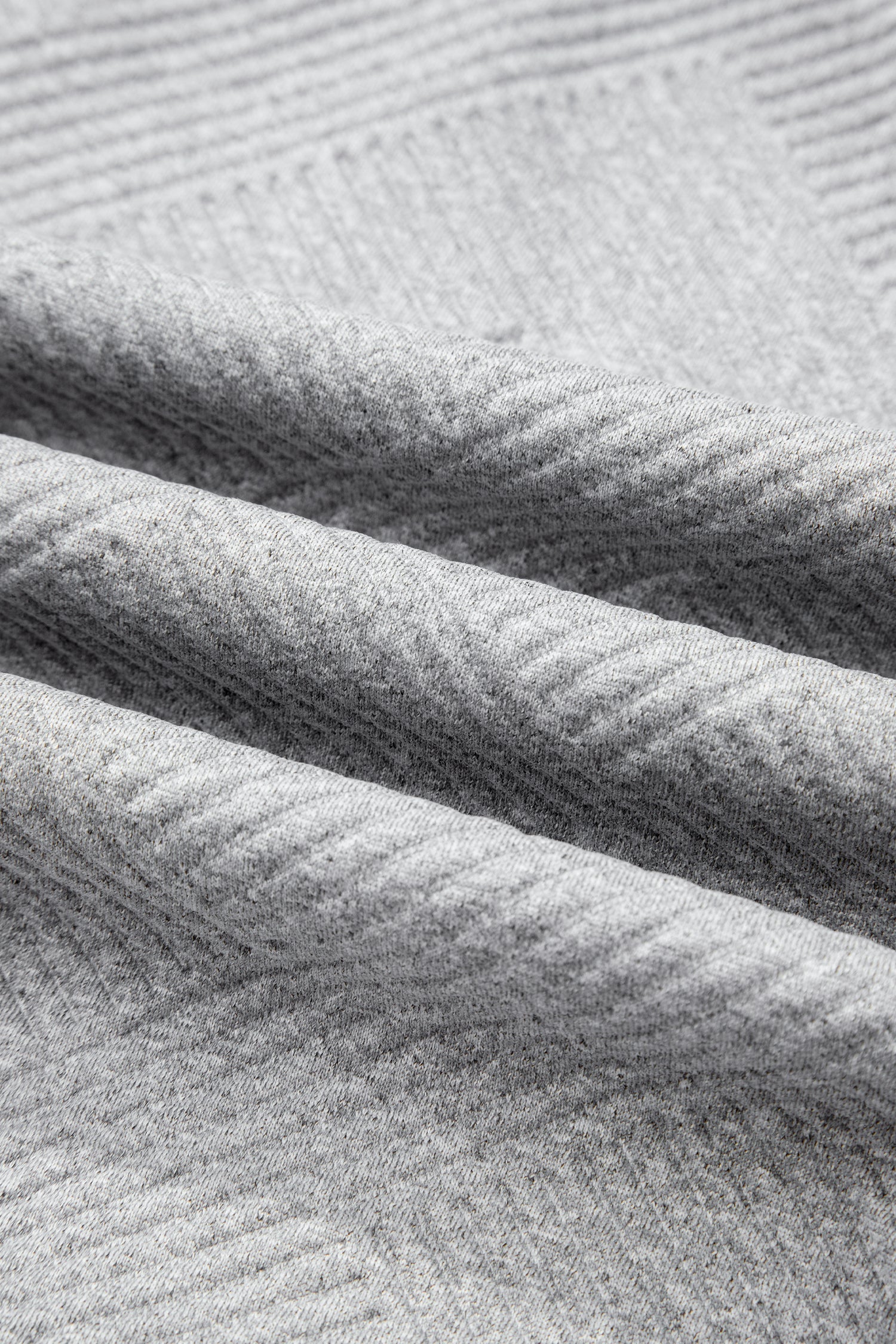 Medium Grey Trendy Textured Half Zip Loose Sweatshirt