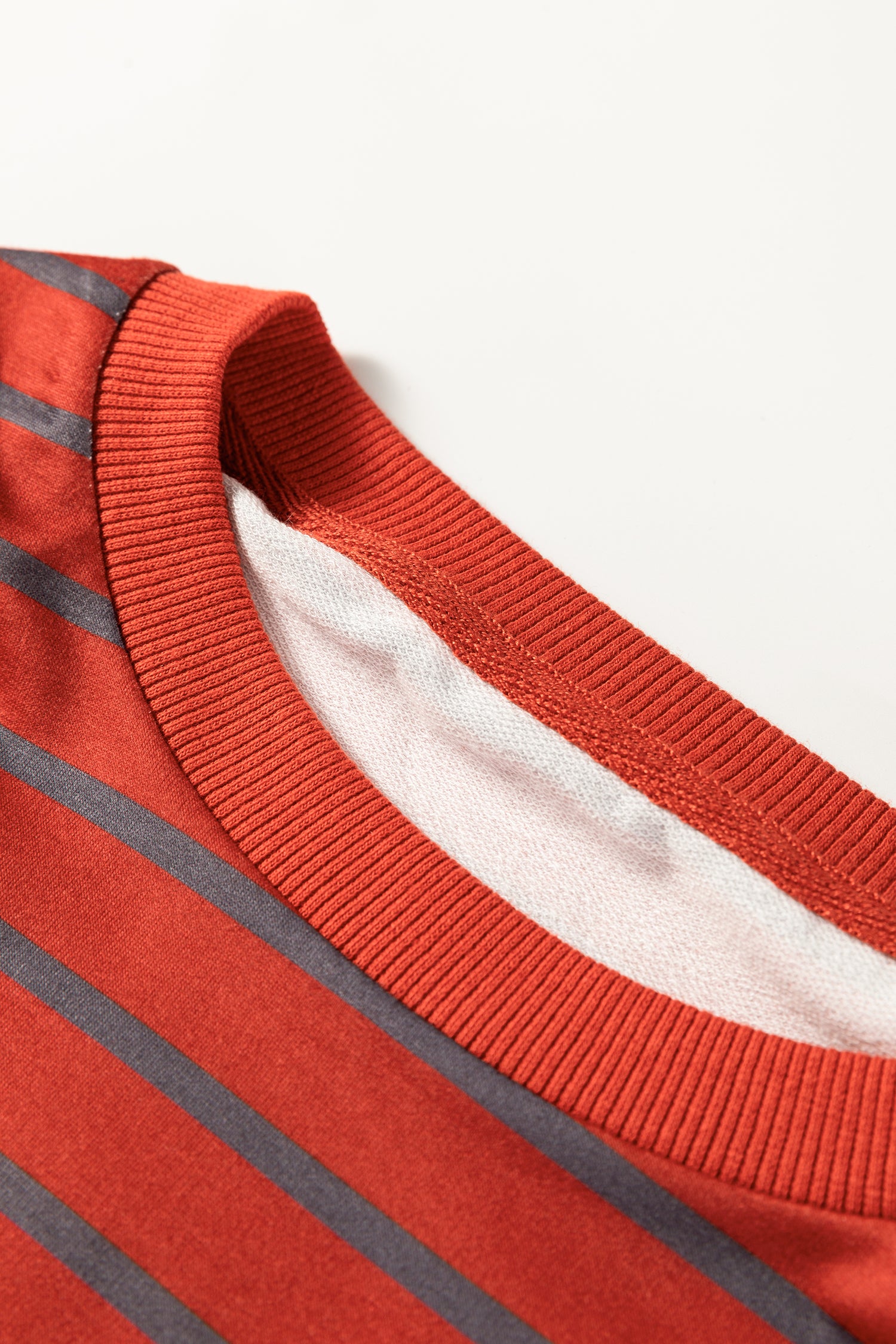 Orange Stripe Contrast Sleeve Patchwork Drop Shoulder Long Sleeve Sweatshirt