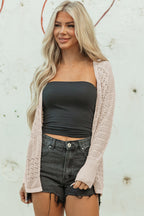 Jet Stream Mix Pattern Hollowed Knit Open Front Cardigan