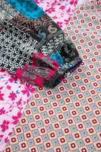 Pink Boho Mixed Floral Drop Shoulder Bubble Sleeve Blouse