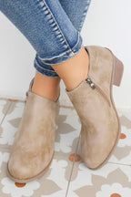Philippine Gray Tulip Opening Suede Ankle Boots