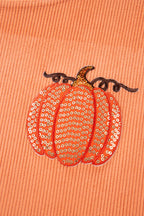 Orange Sequin Pumpkin Patched Twisted Rib Baggy Sweatshirt