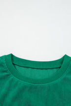 Dark Green merry little thing Corded Letter Graphic Ribbed Loose Sweatshirt